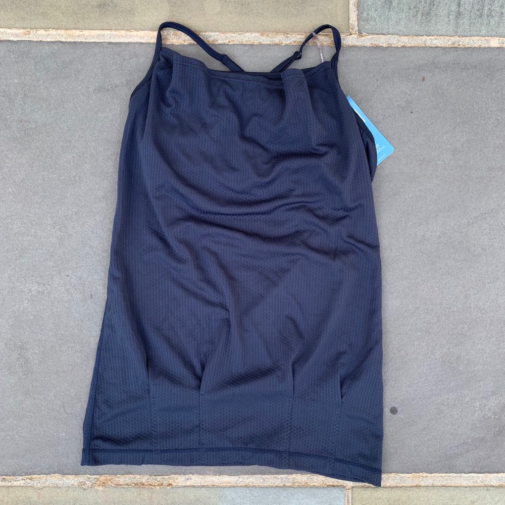 navy athletic tank top with built in bra